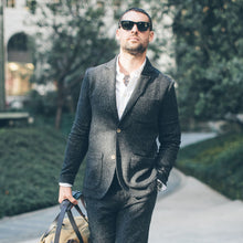 Load image into Gallery viewer, The Telegraph Jacket in Charcoal Tweed Herringbone
