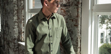 Load image into Gallery viewer, The Mechanic Shirt in Olive Reverse Sateen
