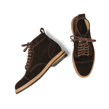 Load image into Gallery viewer, The Moto Boot in Weatherproof Chocolate Suede
