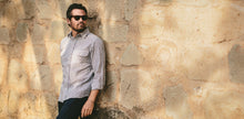Load image into Gallery viewer, The Chore Shirt in Natural Striped Chambray
